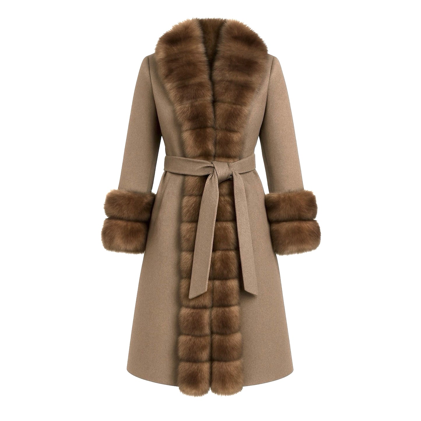 Manteau Long Prestige Cachemire & Fourrure de Renard