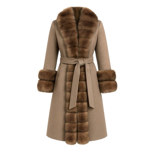 Manteau Long Prestige Cachemire & Fourrure de Renard