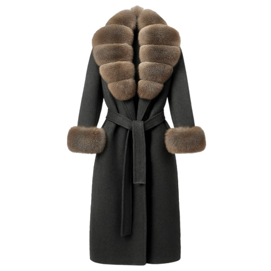 Manteau Long Impériale Fourrure Renard - Laine & Cachemire
