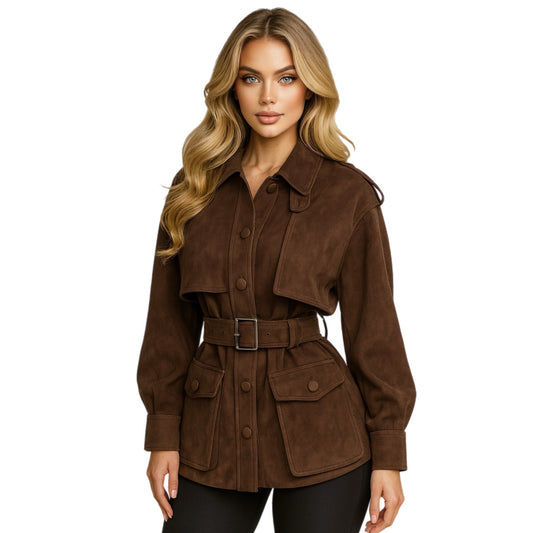Veste Helena Cuir Velours Suède
