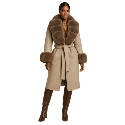 Manteau Long Impériale Fourrure Renard - Laine & Cachemire