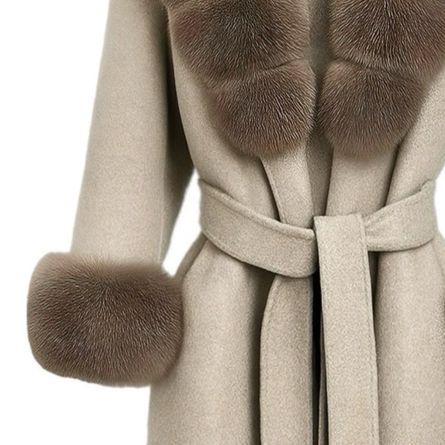 Manteau Long Impériale Fourrure Renard - Laine & Cachemire