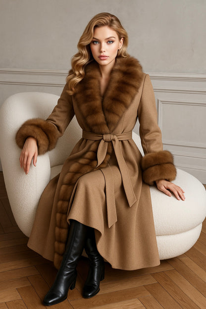Manteau Long Prestige Cachemire & Fourrure de Renard