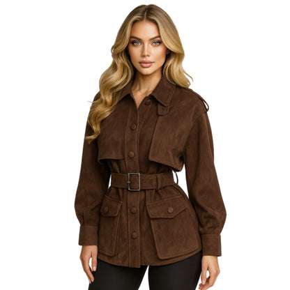 Veste Helena Cuir Velours Suède